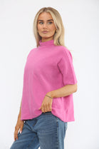 HIGHNECK PLAIN KNIT JUMPER (15368556478848)