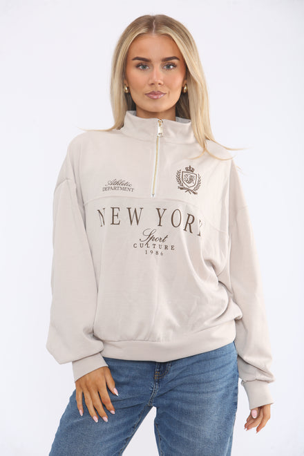 HALF ZIP NWEYORK SWEAT (15364357783936)
