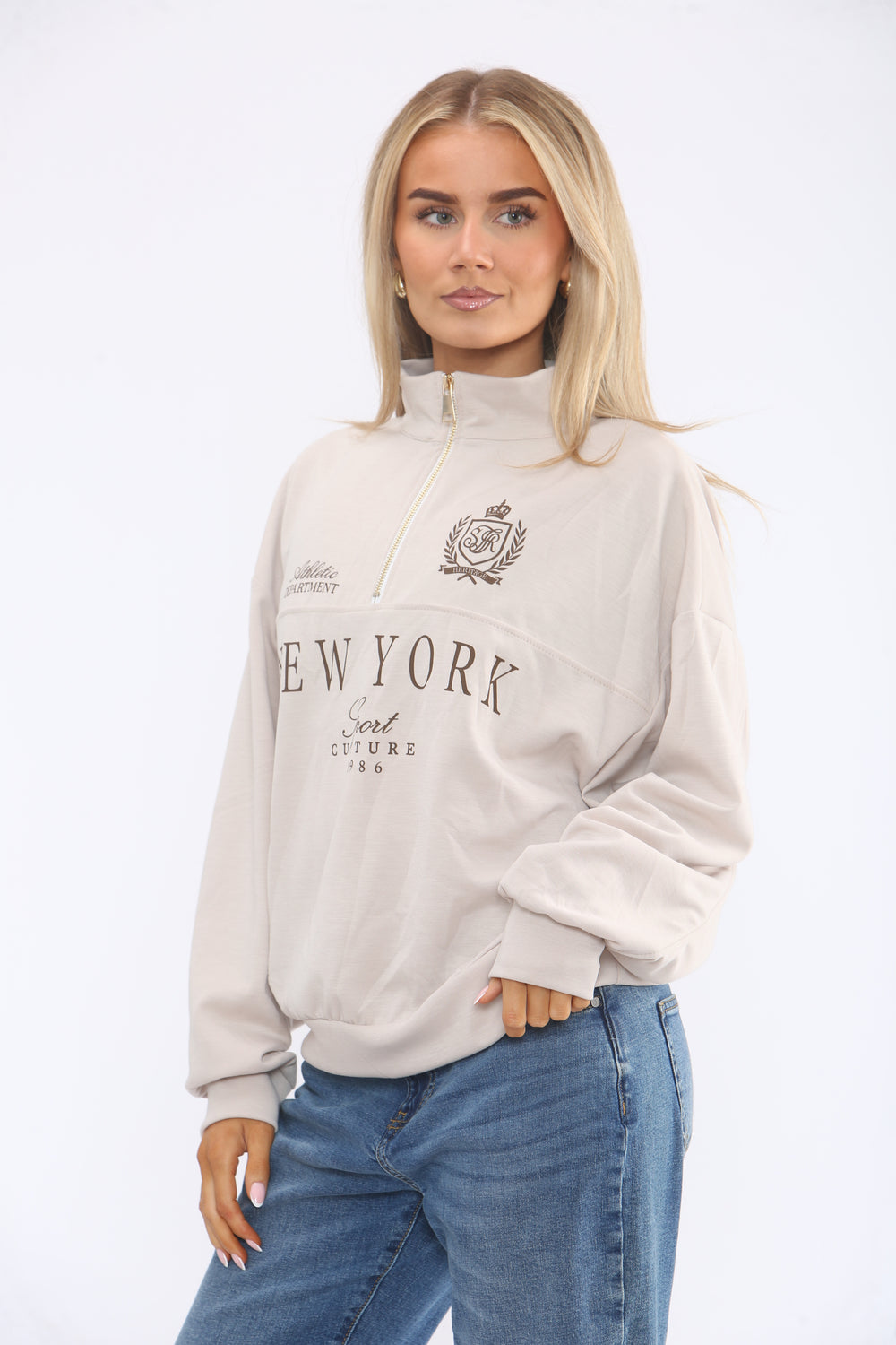 HALF ZIP NWEYORK SWEAT (15364357783936)