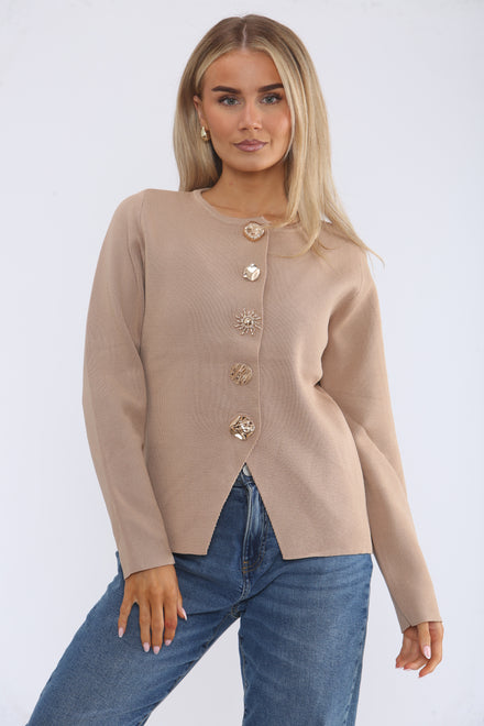 BUTTON DETAIL KNIT CARDIGAN (15368200126848)