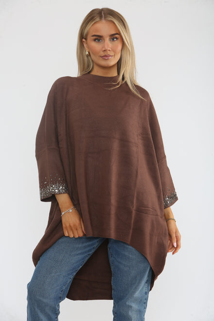 EMBELLISHED SLEEVE OVERSIZED JUMPER (15368175944064)