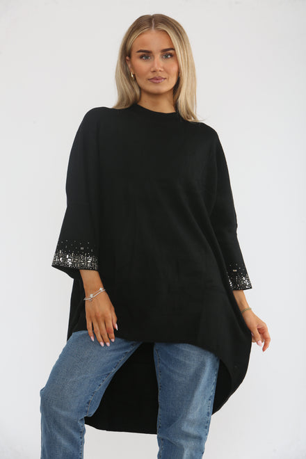 EMBELLISHED SLEEVE OVERSIZED JUMPER (15368176927104)
