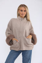 ZIP-UP JACKET WITH FURR CUFFS (15368128332160)