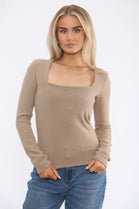 SQUARE NECK LONG SLEEVE TOP (15364364861824)