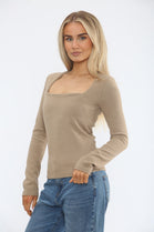 SQUARE NECK LONG SLEEVE TOP (15364364861824)