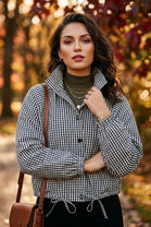 ELASTIC DRAWSTRING CHECKERED JACKET