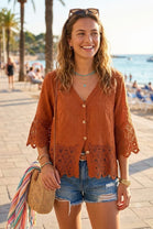 EMBROIDERY FLORAL LACE CROCHET CARDIGAN