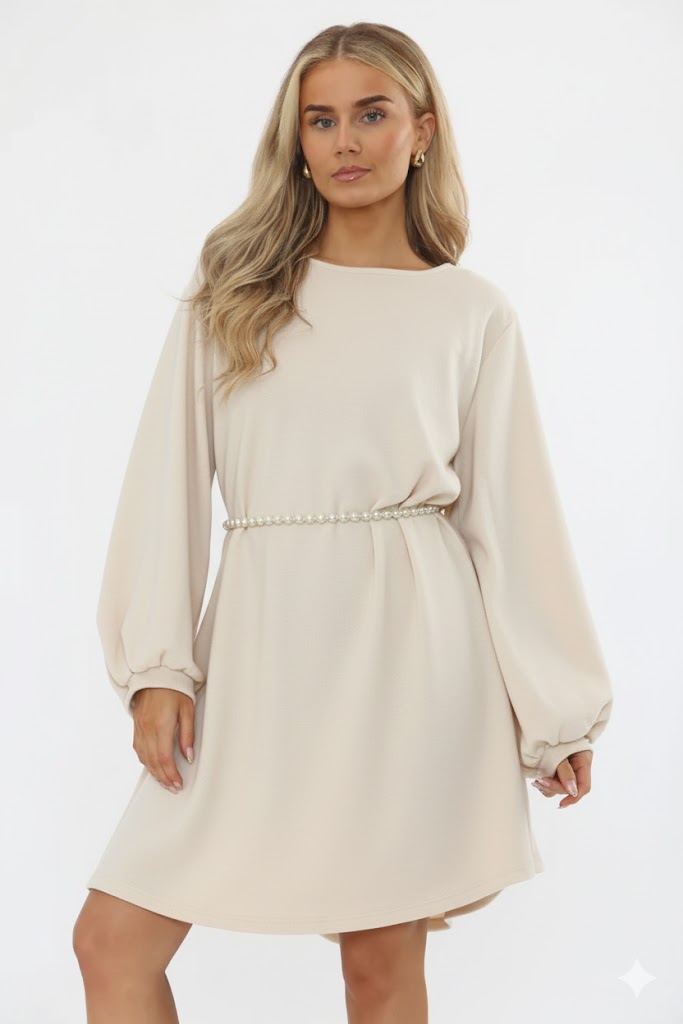 PEARL BELTED GLITTER DRESS (15361198621056)