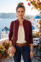 MILITARY BUTTON ZIP KNIT JACKET