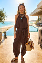 HALTERNECK BUBBLE HEM TOP LOUNGE SET