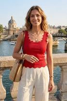 LUREX KNIT SCALLOPED TOP