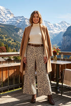BELTED SCUBA LEOPARD WIDE LEG TROUSERS