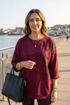 STUDDED LEOPARD PRINT PANEL SWEATSHIRT