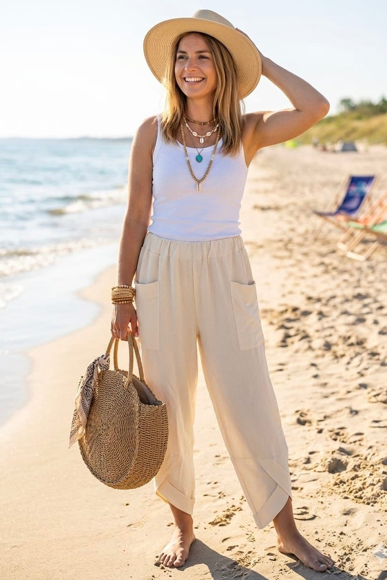 VISCOSE BARREL TROUSER