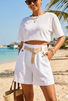 BELTED STRETCH SHORTS