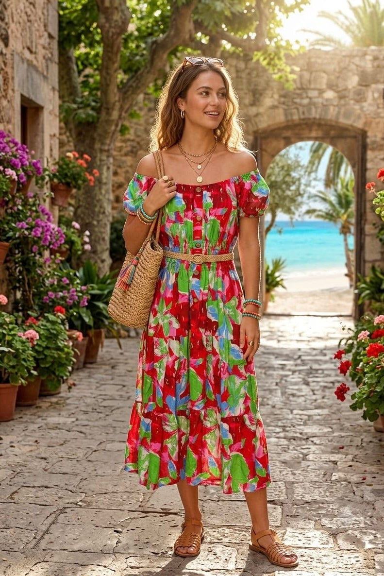 PRINTED CREWNWCK DRESS(MIXED COLOUR PACK)