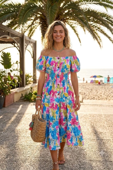 FLORAL OFF SHOULDER DRESS(MIXED COLOUR PACK)