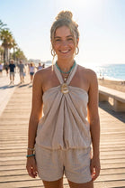 HALTER NECK STONE DETAIL TOP