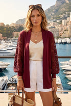 LACE SLEEVE POCKET CARDIGAN
