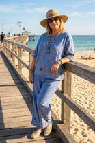 EMBROIDERED PRINTED LINEN SET