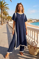 CONTRAST TRIM TUNIC LOUNGE SET