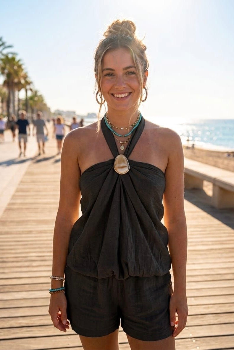 HALTER NECK STONE DETAIL TOP