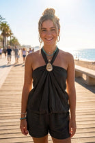 HALTER NECK STONE DETAIL TOP