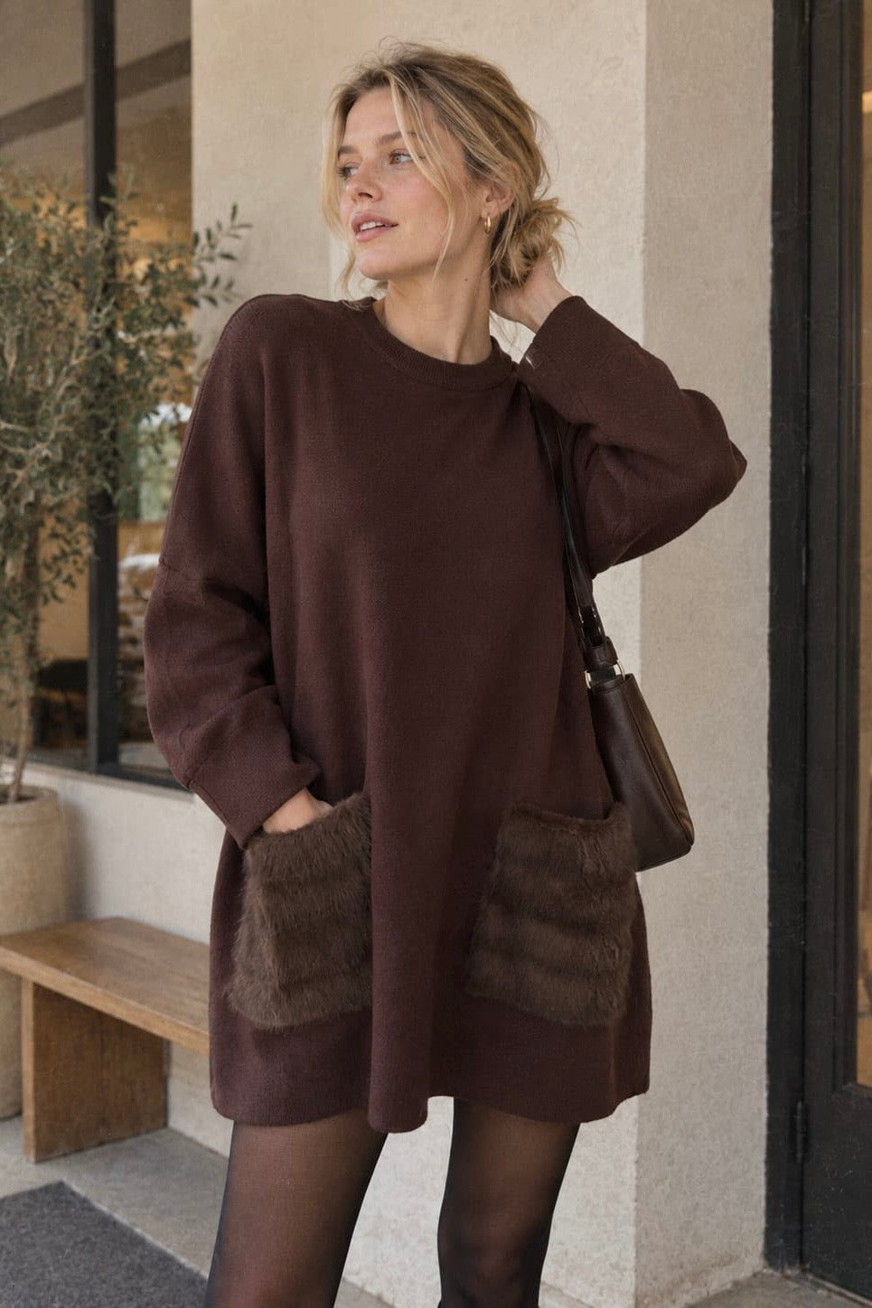 FUR POCKET OVERSIZED JUMPER