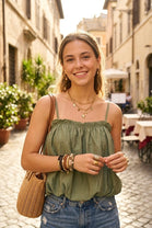 THIN STRAP BUBBLE HEM TOP