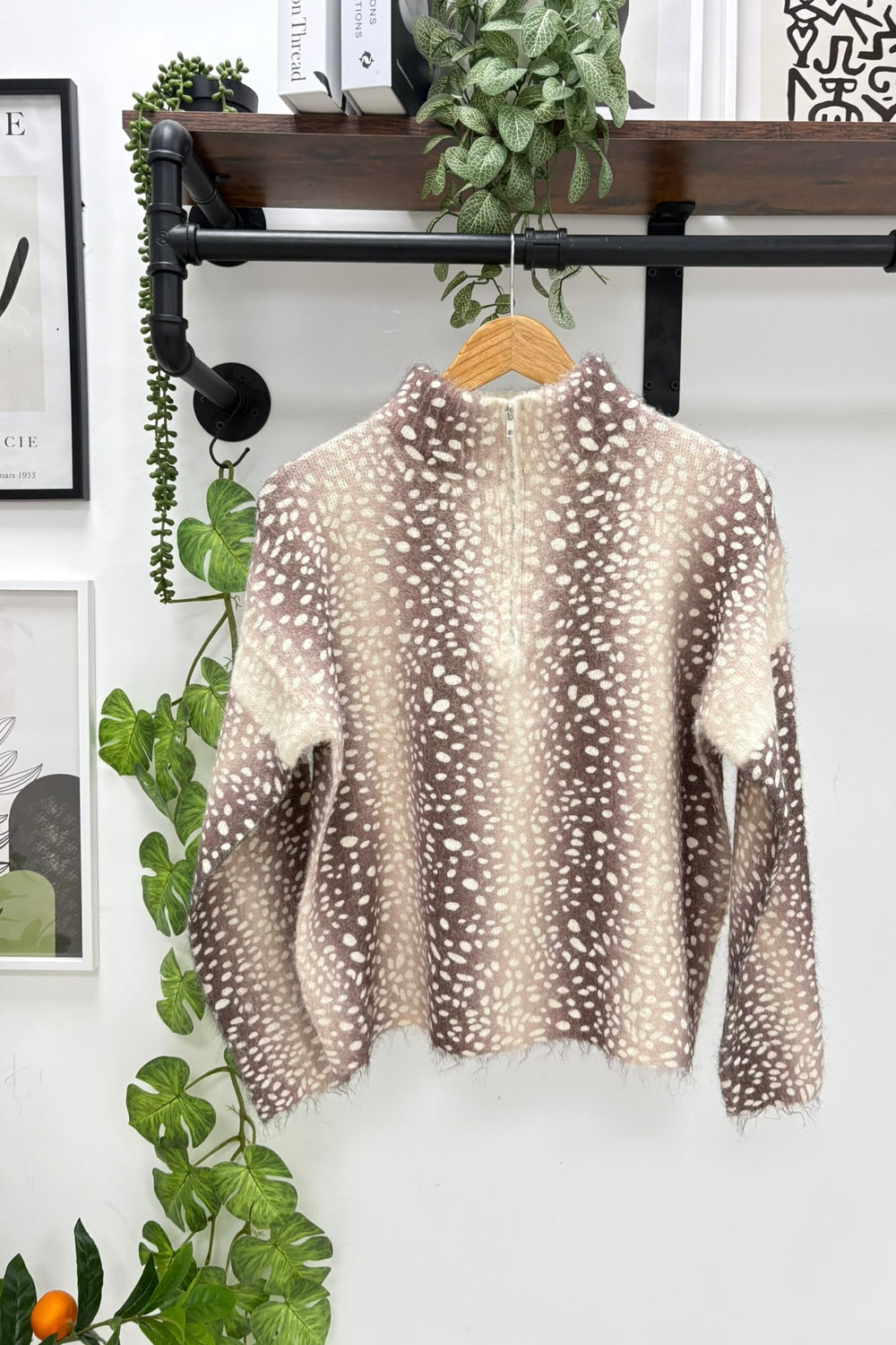 BAMBI PRINT HALF-ZIP FUR JUMPER