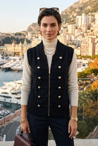 GOLD BUTTON ZIP-UP KNIT WAIST COAT