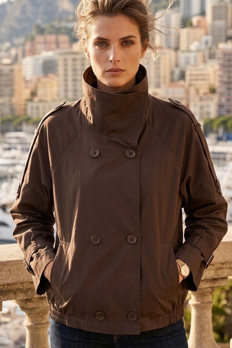 FUNNEL NECK BUTTON DETAIL JACKET