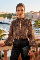 ROPENECK DETAIL PRINTED BLOUSE