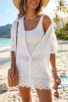 LACE HEM TEXTURED SHIRT