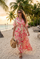 TROPICAL LEAF PRINT GATHERED MAXI(MIXED COLOUR PACK)