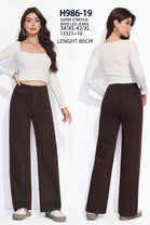 SUPER STRETCH WIDE LEG BROWN JEANS