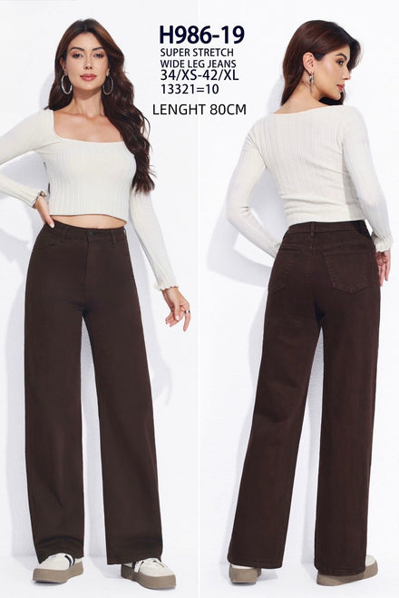 SUPER STRETCH WIDE LEG BROWN JEANS