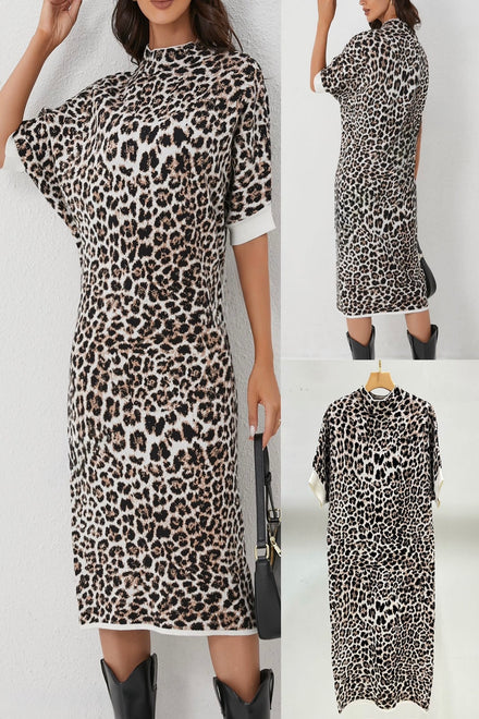 Cap Sleeve Leopard Jumper Dress (15265041777024)