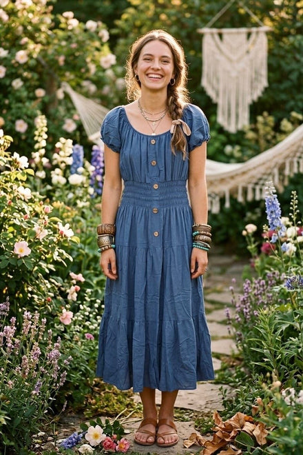 DENIM BUTTON DRESS