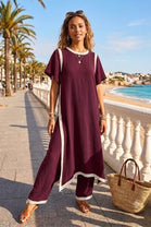CONTRAST TRIM TUNIC LOUNGE SET