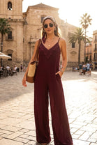 CROCHET TRIM CAMI WIDE LEG JUMPSUIT