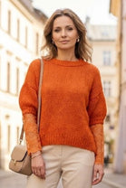 LACE SLEEVE OVERLAY KNIT JUMPER