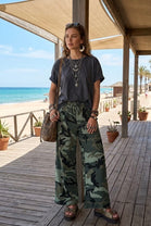 ARMY PRINT WIDE-LEG TROUSER