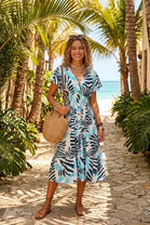 PRINTED SHIRRED MIDI DRESS(MIXED COLOUR PACK)