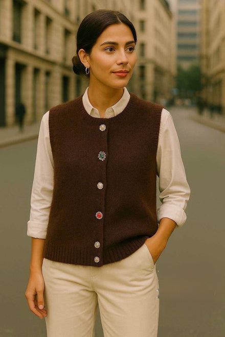 MULTI BUTTON DETAIL KNIT WAIST COAT (15339323392384)