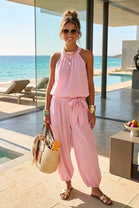 HALTERNECK BUBBLE HEM TOP LOUNGE SET