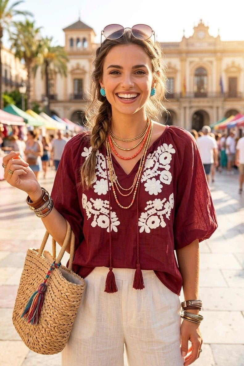 FRONT EMBROIDERED BLOUSE