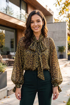 PUSSY-BOW BAMBI PRINT BLOUSE