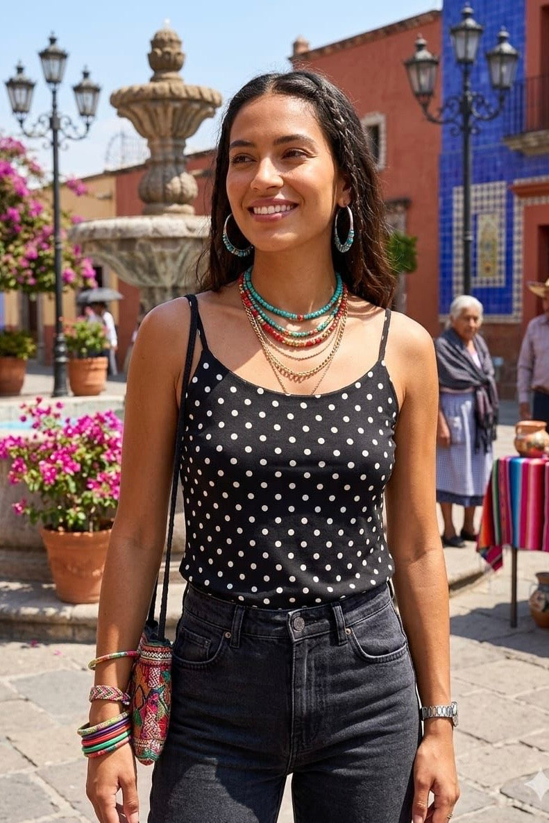 THIN STRAP POLKA DOT VEST