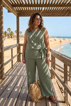 COTTON SIDE TIE TOP LOUNGE SET